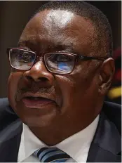  ??  ?? NOT INVLOVED... Malawian President Dr Lazarus Chakwera