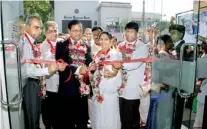  ??  ?? Chief Guest at the opening Minister of Petroleum Industries Susil Premajayan­th declaring the branch open in the presence of Guest of Honor Pan Asia Bank Director/chief Executive Officer Claude Peiris, Mayor Maharagama Town Council Kanthi Kodikara,...