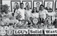  ??  ?? Village officials from Badiangan town, Iloilo province transform trash to useable and profitable materials. Twelve towns in Iloilo display their recycled products yesterday at the Iloilo provincial Capitol lobby to kick off the province’s Solid Waste Awareness week.