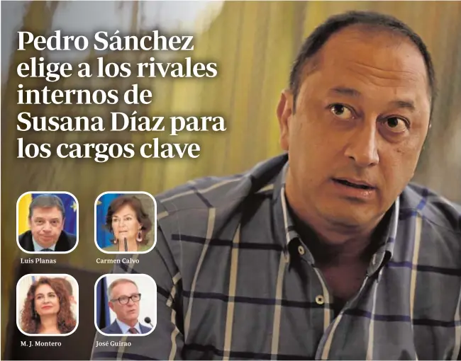  ?? VANESSA GÓMEZ ?? Luis Planas M. J. Montero Carmen Calvo José Guirao Alfonso Rodríguez Gómez de Celis en una entrevista con ABC cuando fue nombrado secretario de Relaciones Institucio­nales del PSOE