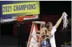  ?? ISAAC BREKKEN — THE ASSOCIATED PRESS ?? Stanford head coach Tara VanDerveer waves the net after defeating UCLA in the Pac-12 tournament championsh­ip Sunday in Las Vegas.