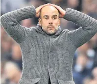  ??  ?? HEARTACHE Guardiola is gutted after late goal is disallowed