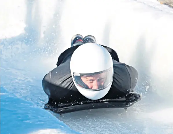  ?? ?? The Duke of Sussex tries his hand at skeleton bobsled in Whistler, Canada, on a tour promoting the Invictus Games being held in 2025. The Duke launched the sporting event for injured servicemen and women in 2014