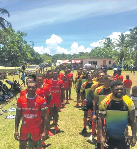  ?? Photo: Mokani Rugby ?? Teams line up for the Fiji Bitter Mokani 7s at Ratu Ravuama Memorial School ground on January 16, 2021.