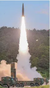  ??  ?? United Nations ambassador­s Liu Jieyi of China, and Nikki Haley of the U.S., speak on Monday after a non-proliferat­ion meeting on North Korea; South Korea fires a missile during an exercise Monday; North Korean leader Kim Jong-Un looks at a metal casing...