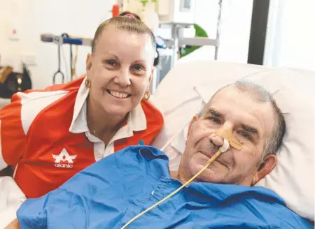  ?? ?? Fred Leonardi with his wife Susan Leonardi recovering at Townsville University Hospital. Picture: TUH.