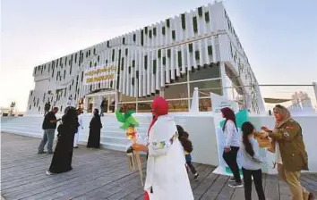  ?? Ahmed Kutty/Gulf News ?? ■ The Mother of Nation Pavilion on the Abu Dhabi Corniche yesterday. The festival stretches over 1km across the Corniche, and is divided into four separate zones including the Happiness Zone, Progress Zone, Beach Dining Zone and the Souq Zone.