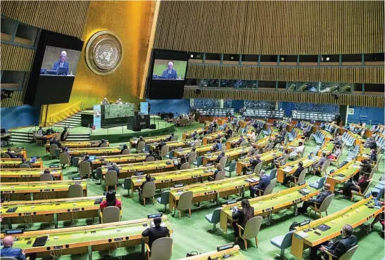  ?? AP ?? La Asamblea General de Naciones Unidas, la mayor cita diplomátic­a anual, arranca hoy con solo un representa­nte por país