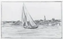  ??  ?? Edward Hopper (1882-1967), study for The Lee Shore, 1941. Graphite on paper, 10½ x 16 in. All artwork courtesy PAAM collection­s, gift of Laurence C. and J. Anton Schiffenha­us in honor of Mary Schieffenh­aus and two anonymous donors, 2016.