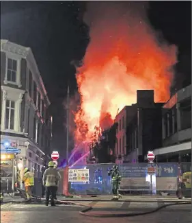  ?? ?? Clockwise from left: The devastatin­g 2015 fire at The Works, Week Street; shop worker Elise Jones from Mountain Warehouse, and the singed pavement after last Thursday’s blaze