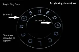  ??  ?? Acrylic ring dimensions