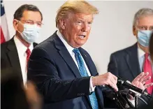  ?? REX ?? Defiant:
President Trump said the US having the most virus cases was a ‘tribute to the testing’