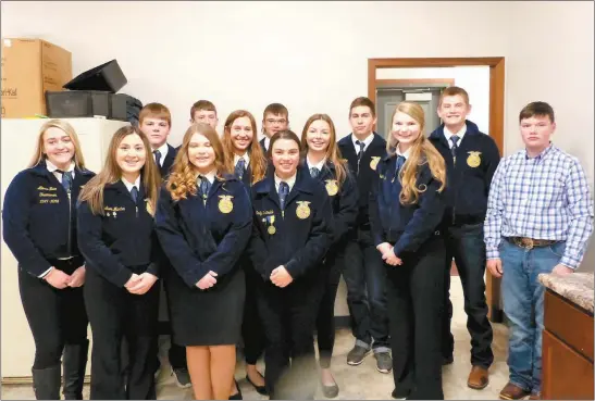  ?? Terri Licking ?? FFA’ers on hand to assist at the Winter Ball are front row, from left: Alexis Rice, Madison Martin, Rhiannon Painter and Emily Martindale. Second row: Tenley Rasmusse, Cylee Jameson and Faith Miller. Third row: Reece Zutavern, Matthew Dailey, Cooper Bass, Zack Bradley, Grant Ahlstrom and Owen Thornburg. Not pictured: Jaden Emerson and Spencer DeNayer,