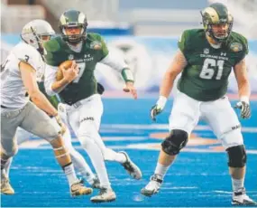  ?? Otto Kitsinger, The Associated Press ?? Colorado State seniors Nick Stevens, left, and offensive lineman Zach Golditch started as redshirt freshmen together and will experience five bowl games together.