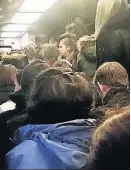  ??  ?? CHAOS: Crammed inside train