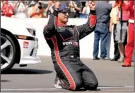  ?? AP/ SAM RICHE ?? Juan Pablo Montoya’s first- place finish Sunday gave Penske Racing its 16th Indianapol­is 500 victory and the fi rst since Helio Castroneve­s won in 2009.