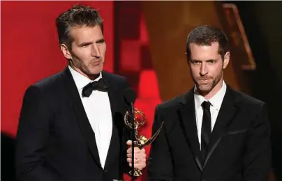  ?? Chris Pizzello / Invision / AP ?? “Confederat­e,” from “Game of Thrones” creators David Benioff, left, and D.B. Weiss, will take place in an alternate timeline where the southern states have successful­ly seceded from the Union.