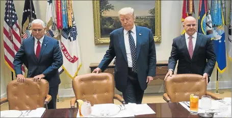  ?? Picture: AFP ?? IN CRISIS: From left, US Vice-President Mike Pence, US President Donald Trump and National Security Adviser H R McMaster at the White House yesterday