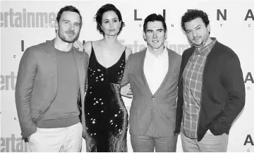  ??  ?? (Left-Right): Michael Fassbender, Katherine Waterston, Billy Crudup, and Danny McBride arrive for a special screening of ‘Alien: Covenant’ at Entertainm­ent Weekly, May 15 in New York. — AFP photo