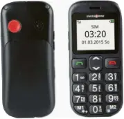  ?? Foto: Swisstone ?? Das Swisstone BBM 320c ist der Prototyp eines reinen Senioren-Handys. Es ist auf Telefonfun­ktionen reduziert und verfügt über große Tasten. An der Rückseite (linkes Bild) befindet sich ein Notruf-Knopf. Über ihn kann auch eine NotfallSMS verschickt werden.