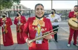  ?? ?? Mira Monte High School’s Los Leones de Mariachi Band performs for attendees.