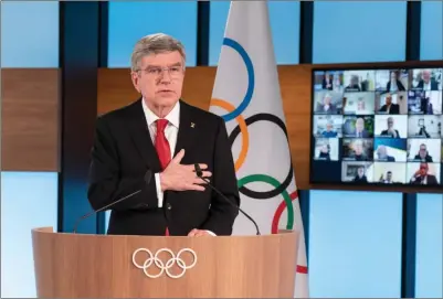  ?? PIC: AFP PHOTO / IOC / GREG MARTIN ?? Back in charge: Bach was reelected IOC president