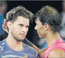  ?? FOTO: EFE ?? Thiem y Nadal tienen una buena relación desde hace años. Respeto con cierto cariño