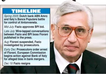  ??  ?? Fazio: The bank governor is under investigat­ion for suspected abuse of office