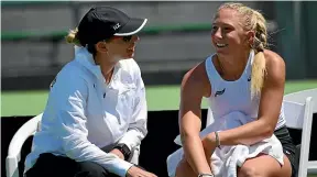  ?? ?? Cup captain Marina Erakovic, left, gives Valentina Ivanov some advice.