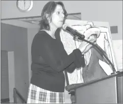  ?? STEVE BLAKE ?? Elizabeth Dupéré, the chairman of TBL’S MADA committee, described the year-and-a-half planning process to a group of seniors Thursday at the Brome Lake Community Centre.