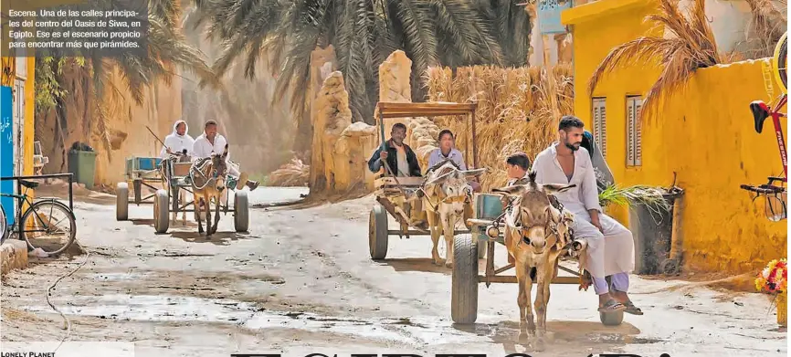  ?? ?? Escena. Una de las calles principale­s del centro del Oasis de Siwa, en Egipto. Ese es el escenario propicio para encontrar más que pirámides.