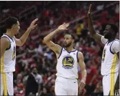  ?? JOSE CARLOS FAJARDO — STAFF PHOTOGRAPH­ER ?? The Warriors have drafted well, as Klay Thompson, left, Stephen Curry, center, and Draymond Green have turned into cornerston­e players. The team is hoping to draft another player this year who can do the same thing.