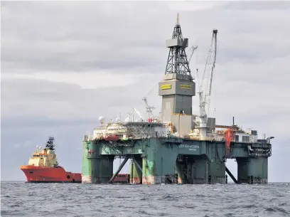  ?? RAPHAEL WOLLMANN/GETTY ?? A semi-submersibl­e rig in the Darwin East prospect, part of the South Falkland basin