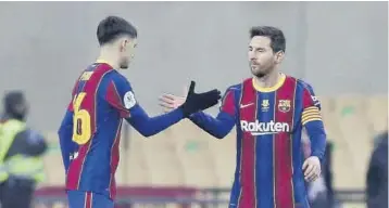  ?? // VALENTÍ ENRICH ?? Pedri y Messi representa­n mejor que nadie la esencia del fútbol del Barça