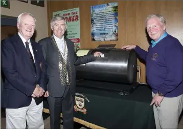  ??  ?? Mayor of Wexford Tony Dempsey draws the winning ticket, with John Lynn (left), club captain, and John Quigley, president.