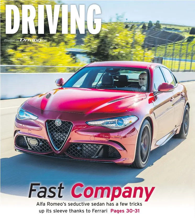  ?? — ALFA ROMEO ?? Alfa says that the 505-hp Giulia Quadrifogl­io gobbles up 100 km/h in just 3.9 seconds.