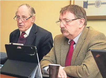  ?? Picture: Paul Reid. ?? Angus Council leader Bob Myles, right, and finance convener Angus Macmillan Douglas outlined the stark realities facing the council at a briefing in Forfar yesterday.