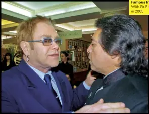  ??  ?? Famous friend With Sir Elton John in 2005