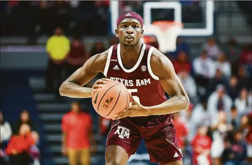  ?? Icon Sportswire via Getty Images ?? Guard Hassan Diarra announced on Wednesday he is transferri­ng from Texas A&M to UConn.