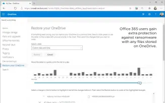  ??  ?? Office 365 users gain extra protection against ransomware with any files stored on OneDrive.