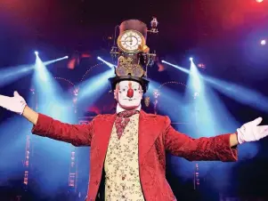  ?? FOTO: RONCALLI ?? Clown Carillon entführt im Steampunks­til das Roncalli-Publikum in neue Traumwelte­n.