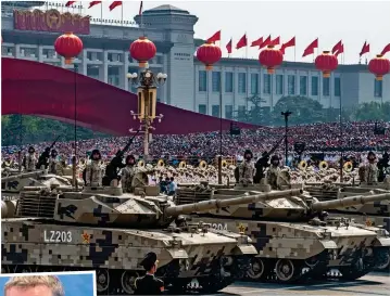  ?? ?? Military might: Chinese tanks in Tiananmen Square, Beijing