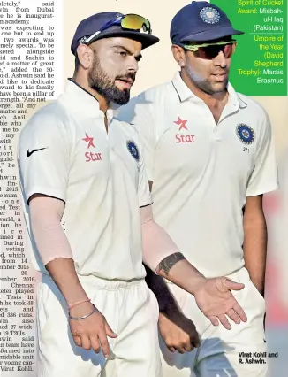  ??  ?? Virat Kohli and R. Ashwin.