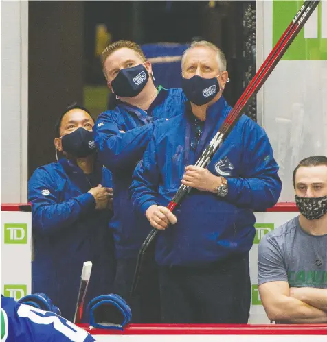  ?? ARLEN REDEKOP ?? Canucks equipment manager Pat O'Neill is usually the first person to arrive at the rink each day and often the last to leave, making sure the players' uniforms, skates and sticks are in top condition.