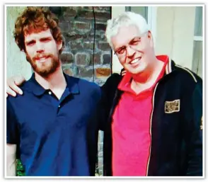  ??  ?? ‘Best friends’: Acid victim Mark van Dongen and his father Kees
