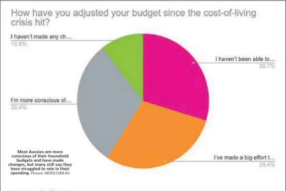  ?? Picture: NEWS.COM.AU ?? Most Aussies are more conscious of their household budgets and have made changes, but many still say they have struggled to rein in their spending.