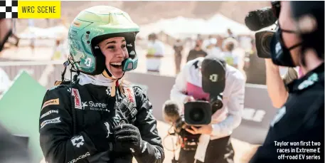  ??  ?? Taylor won first two races in Extreme E off-road EV series