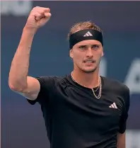  ?? ?? Campione olimpico e numero 5 al mondo
Il tedesco Alexander Zverev, 26 anni, n. 5 al mondo, oro olimpico a Tokyo, esulta dopo aver centrato la 17a semifinale in un Masters 1000