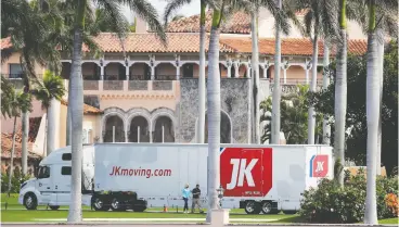  ?? TERRY RENNA / THE ASSOCIATED PRESS ?? A moving truck is parked outside Mar-a-lago in Palm Beach, Fla., in January, accommodat­ing Donald Trump’s return to the club following the presidenti­al election.