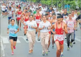  ?? HT PHOTO ?? Athletes at the BSF half marathon in Jodhpur on Sunday.